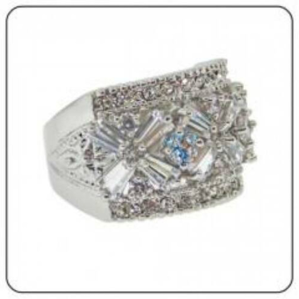 NWT ring white gold plate cubic zirconia wide band - Picture 5 of 5